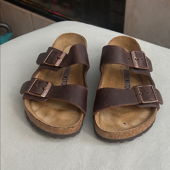 Birkenstock Dark Brown Slide Sandals - Picture 2 of 4